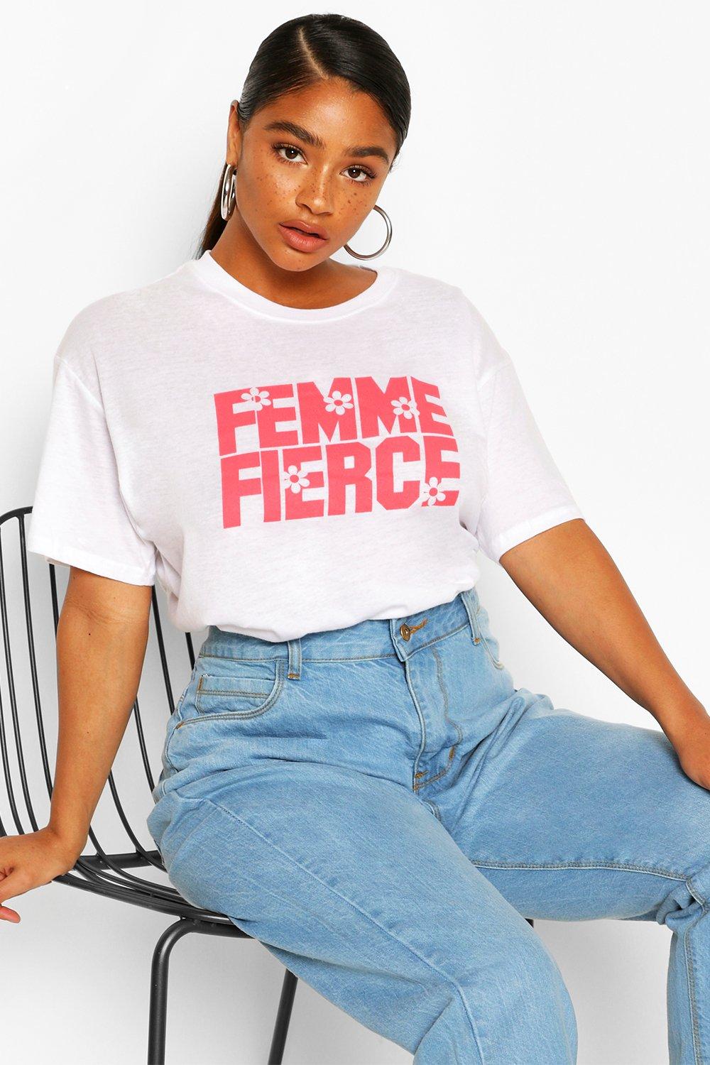 Plus Femme Fierce Slogan T shirt