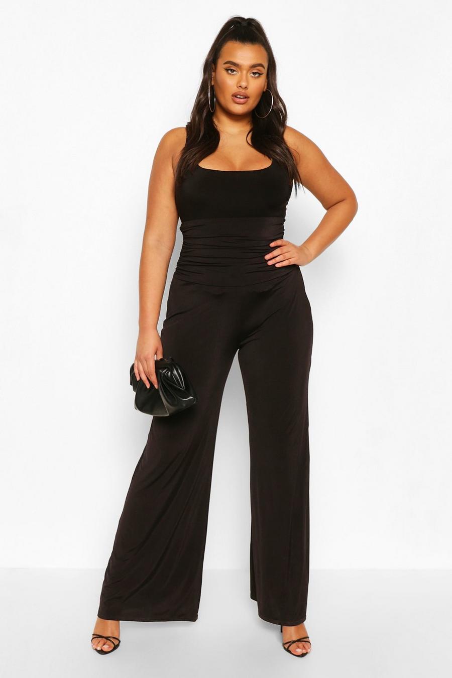 Plus High Waist Ruched Wide Leg Pants image number 1