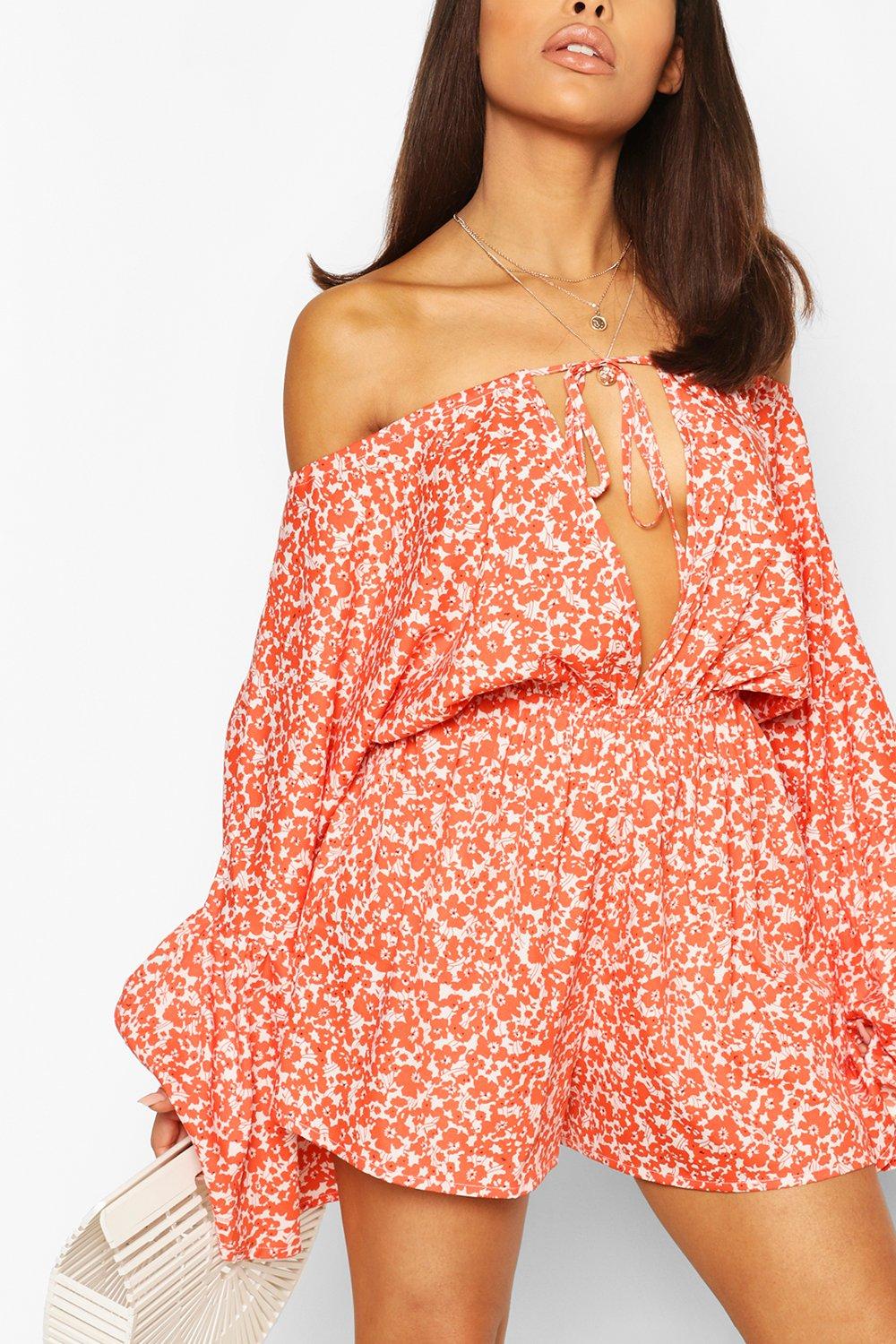 boohoo orange playsuit