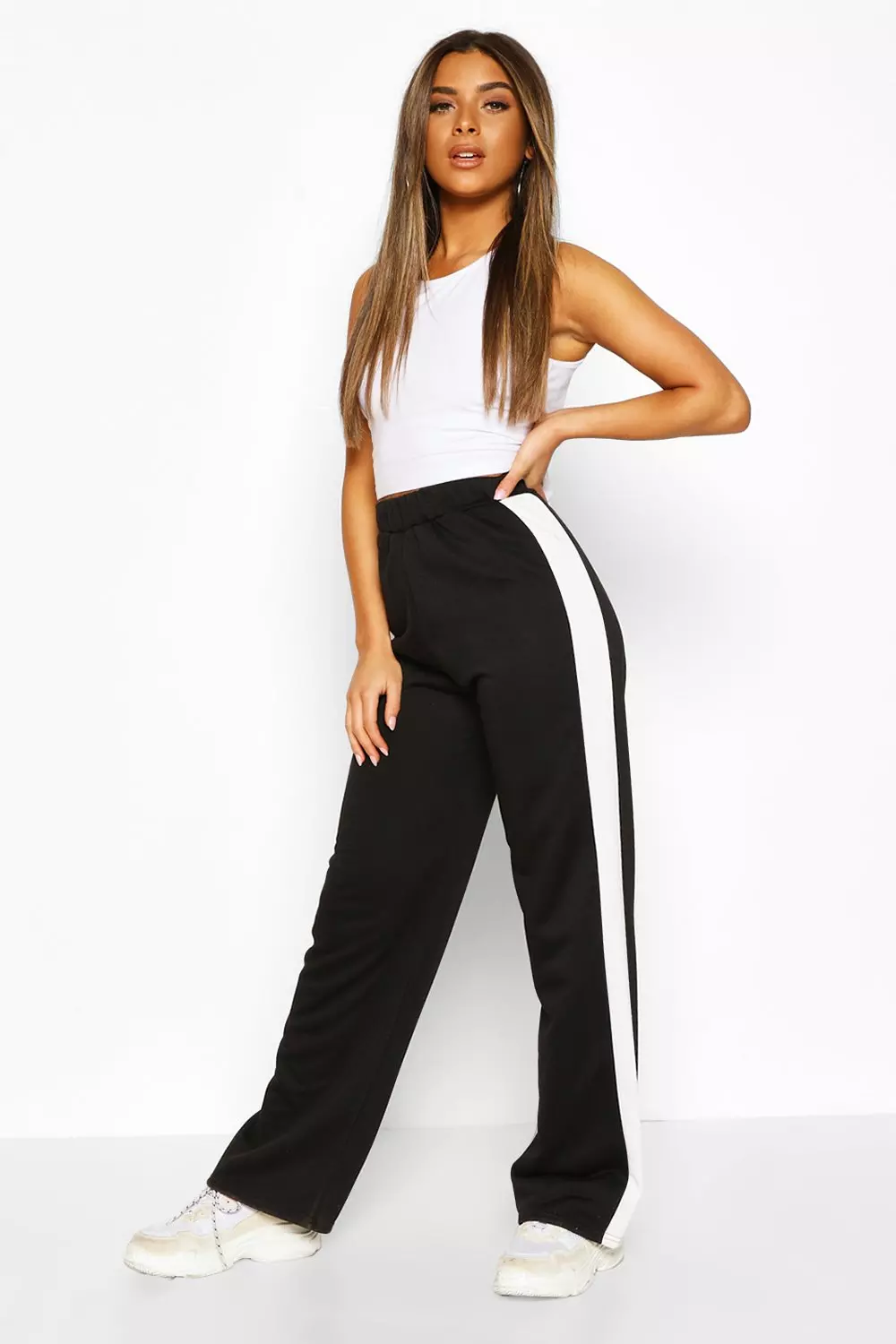 Ladies joggers with 2025 side stripe