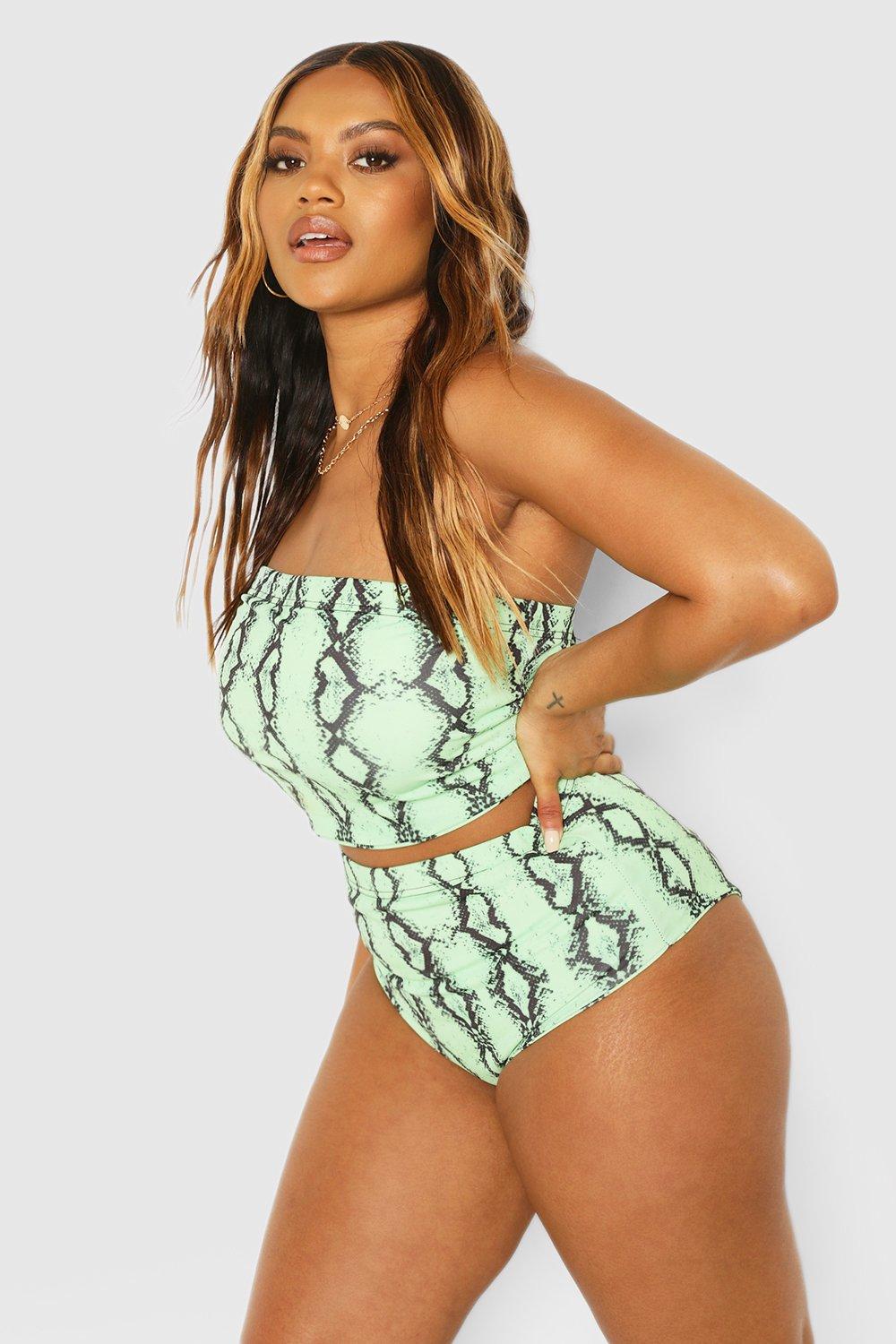 Neon green store snakeskin bikini