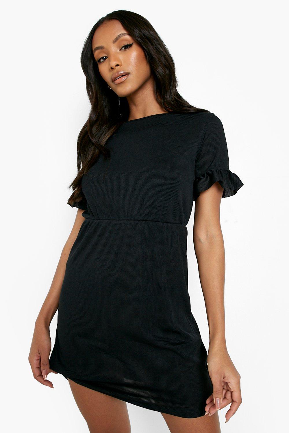 Petite Frill Sleeve Smock Dress | boohoo