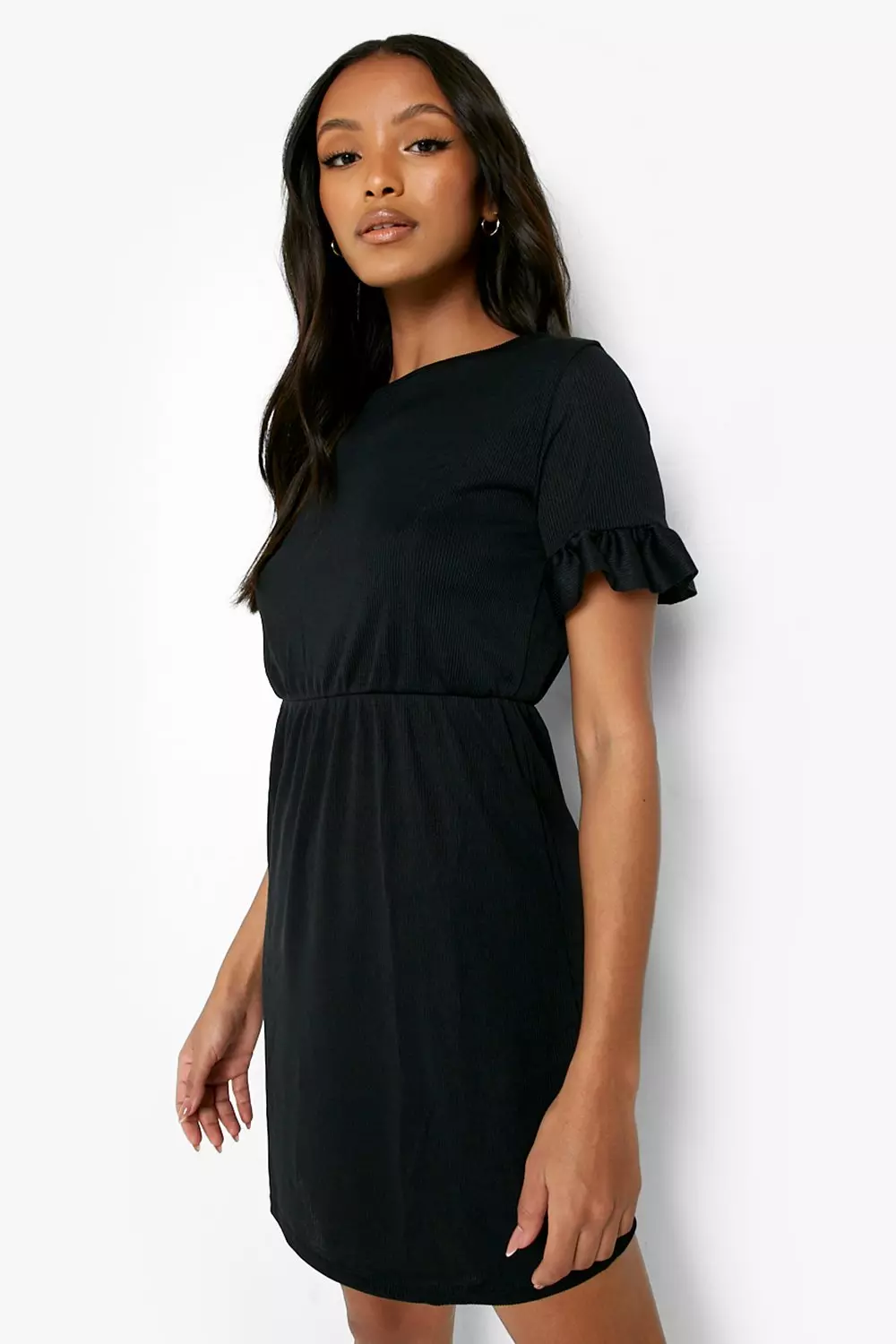 Petite black smock dress hotsell
