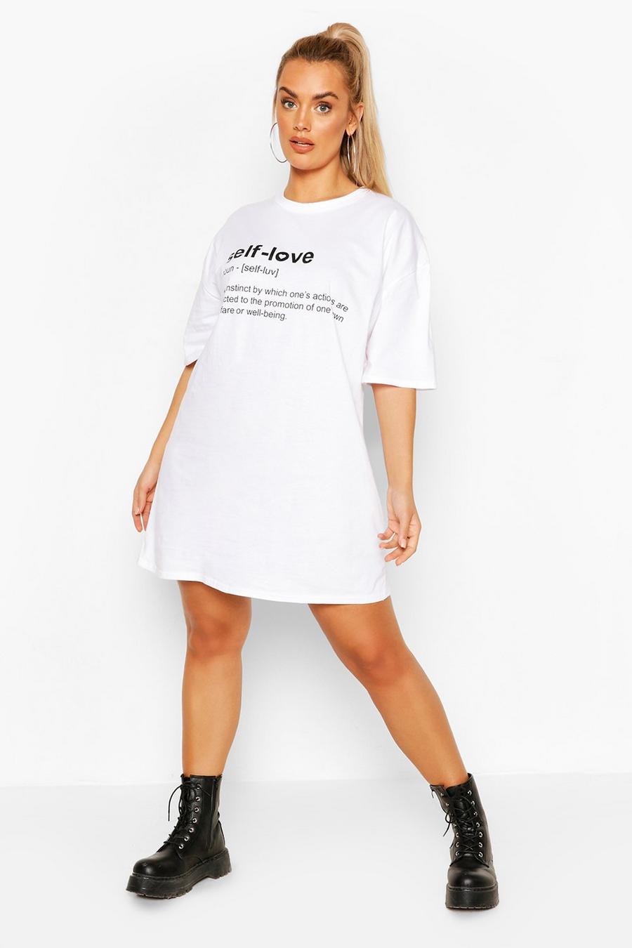Grande taille - Robe t-shirt "Self Love", Blanc image number 1