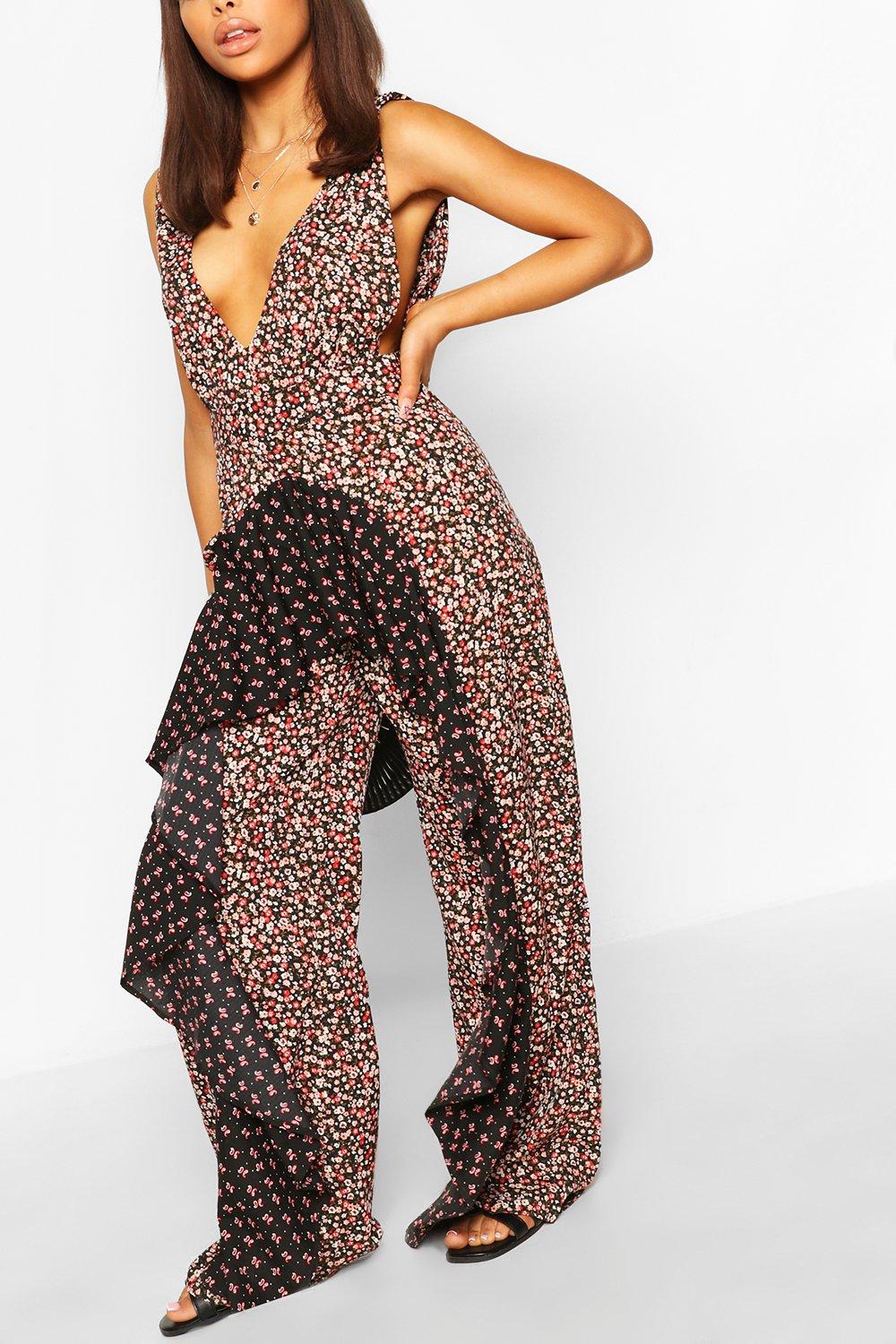 boohoo plunge jumpsuit