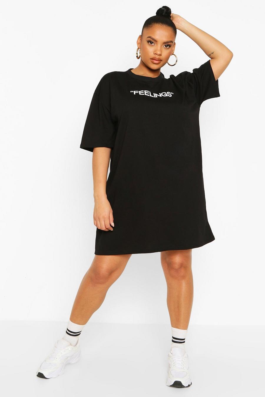 Plus „Feelings“ Oversized T-Shirt-Kleid image number 1
