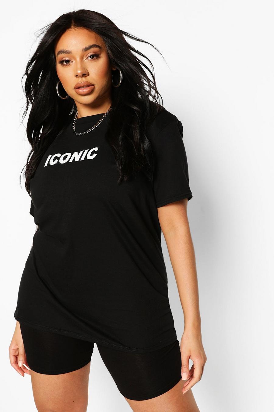 Black Plus Iconic Graphic T-Shirt And Short Two-Piece image number 1
