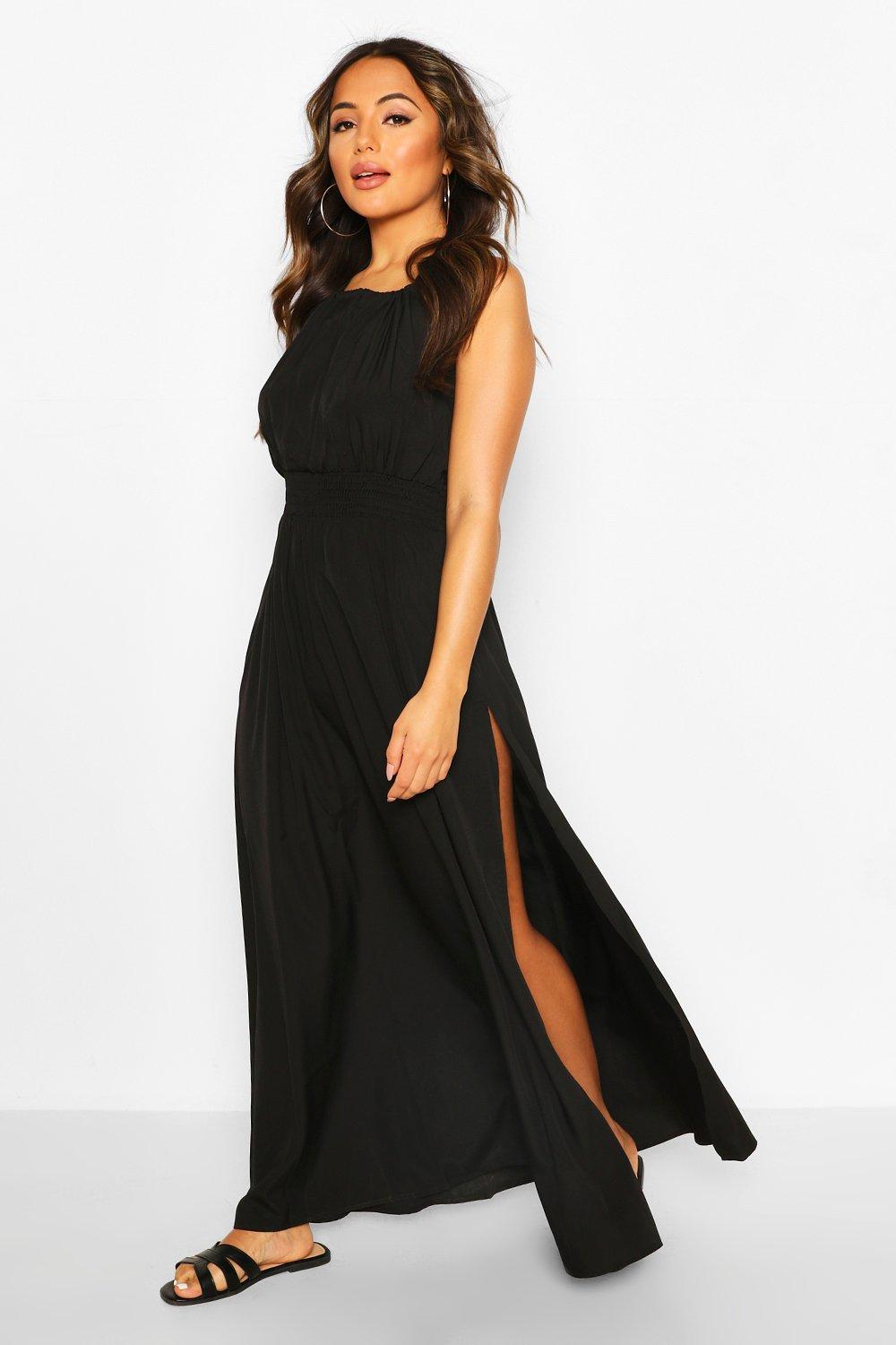 petite halter neck maxi dress