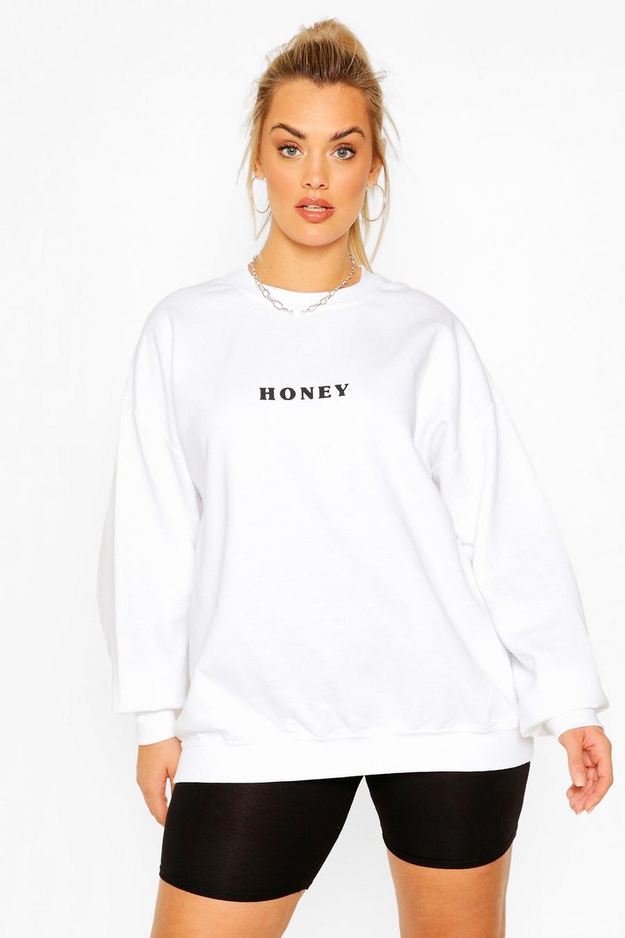Grande taille - Sweatshirt à imprimé Honey, Blanc image number 1