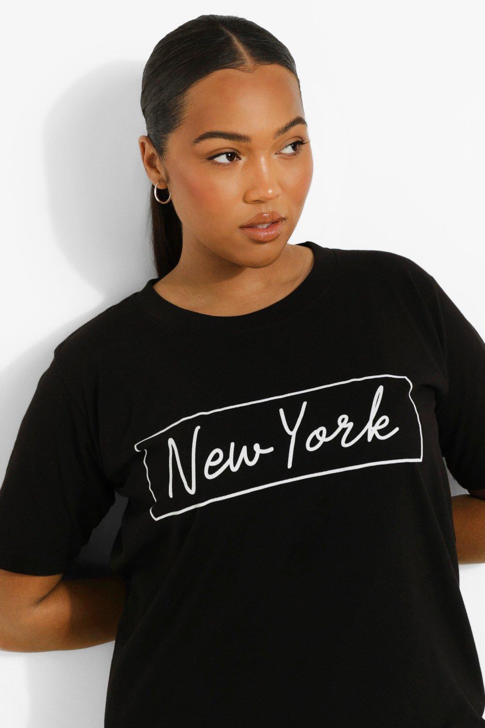 boohoo Womens Tall New York Print Oversized T-Shirt - Black M