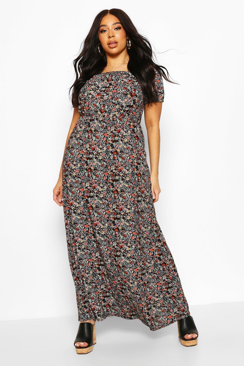 boohoo bardot maxi dress