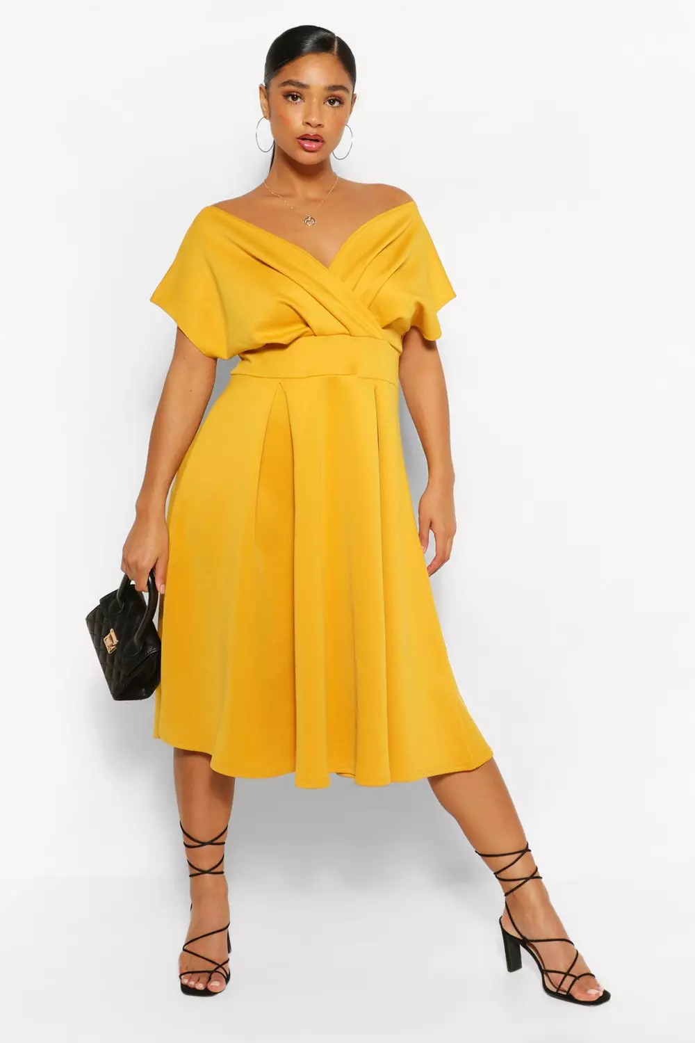 Plus off the outlet shoulder wrap midi dress