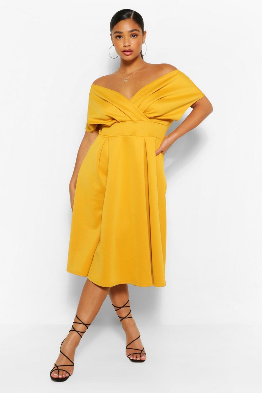 Mustard Plus Off The Shoulder Wrap Midi Dress image number 1