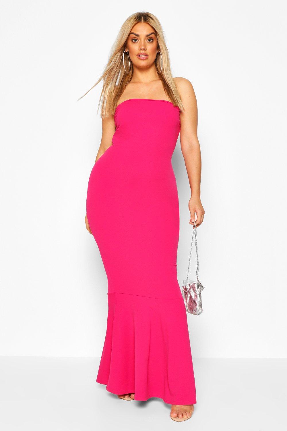 Plus Bandeau Fishtail Maxi Dress