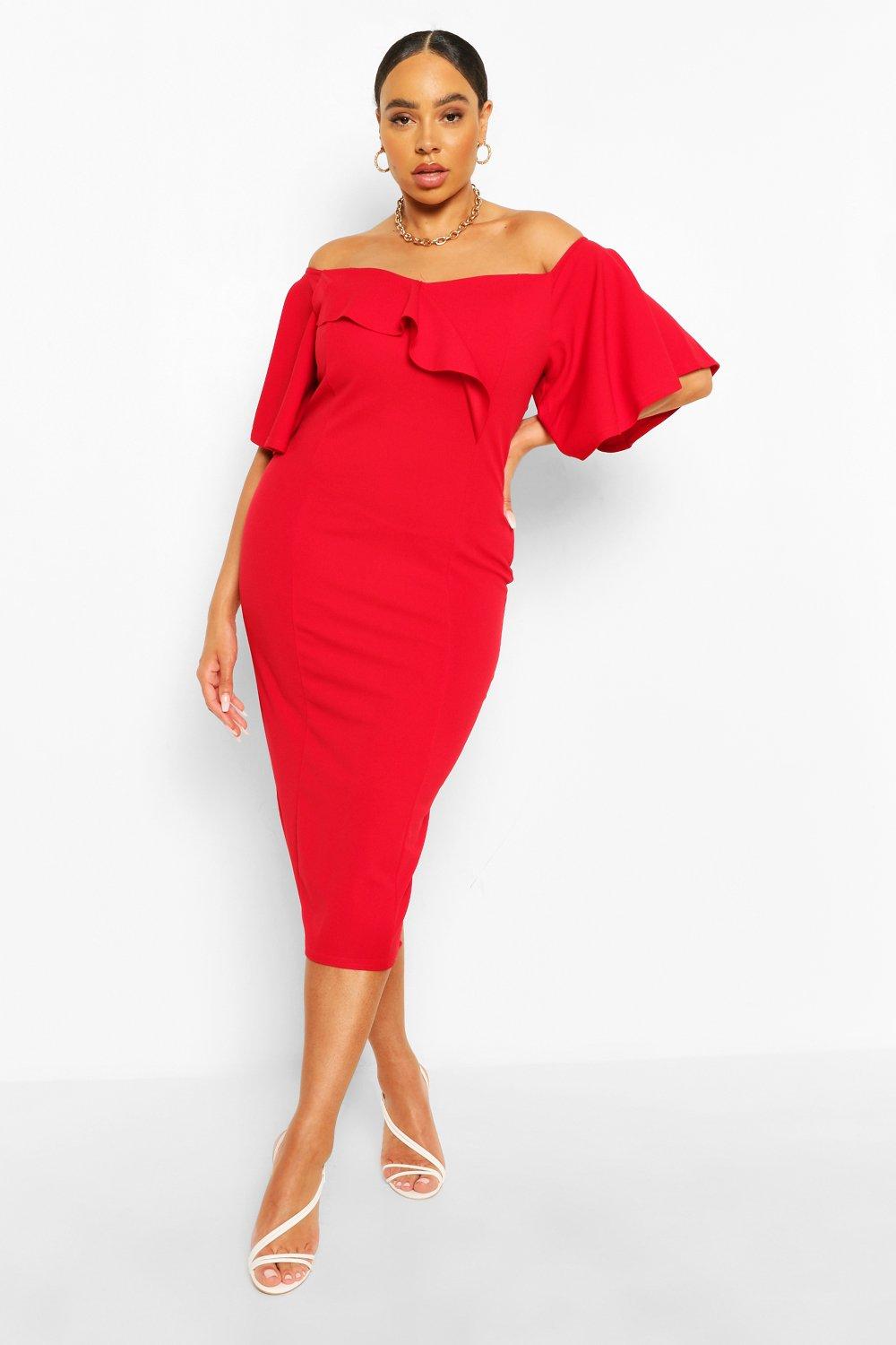 boohoo red cape dress