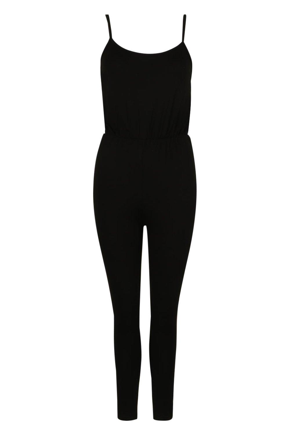 black jumpsuit with white stripe on side
