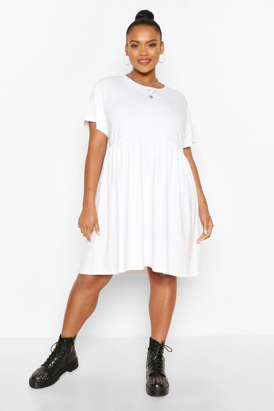 White שמלת סמוק בייסיק מידות גדולות image number 1