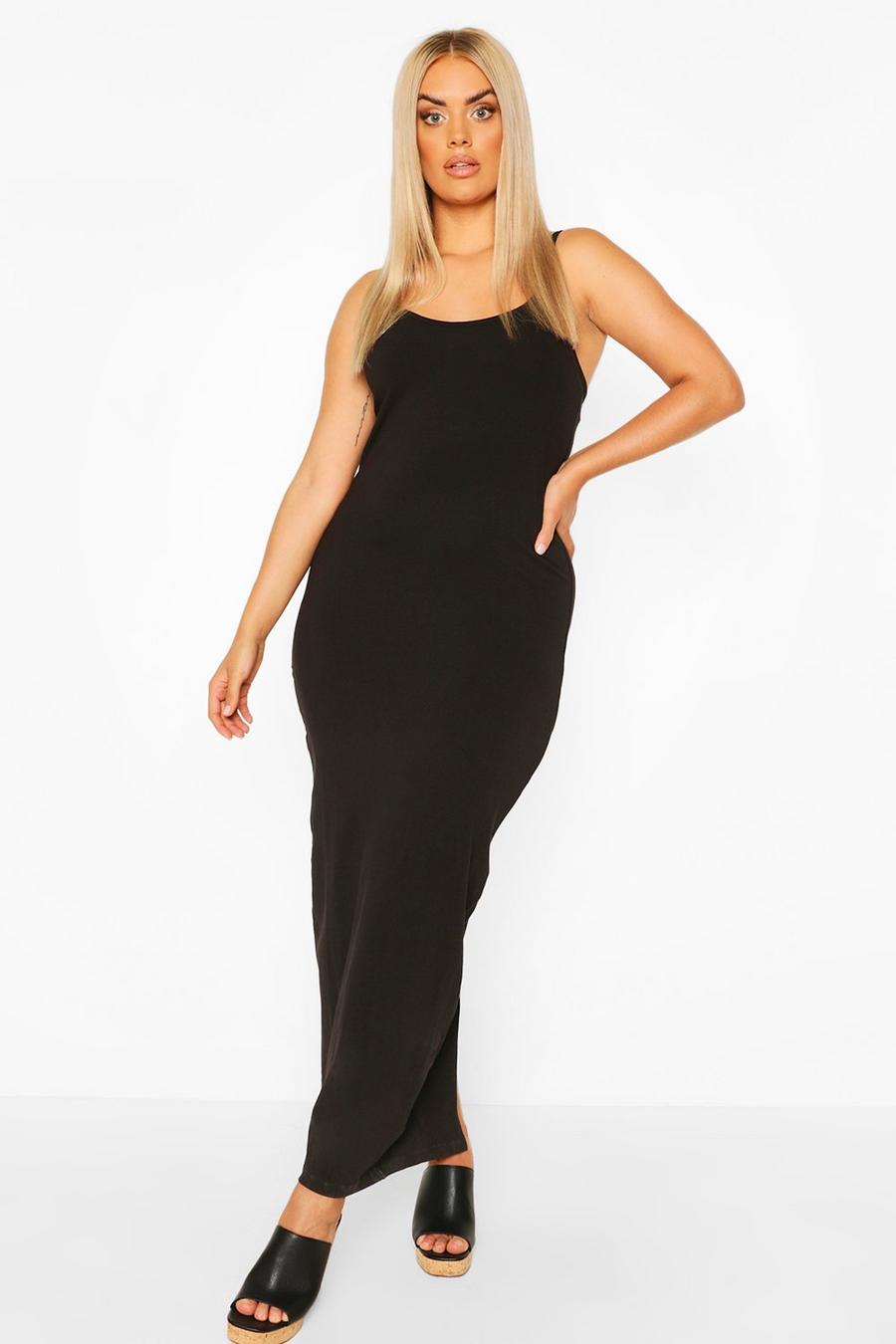 Black Plus Strappy Basic Maxi Dress image number 1