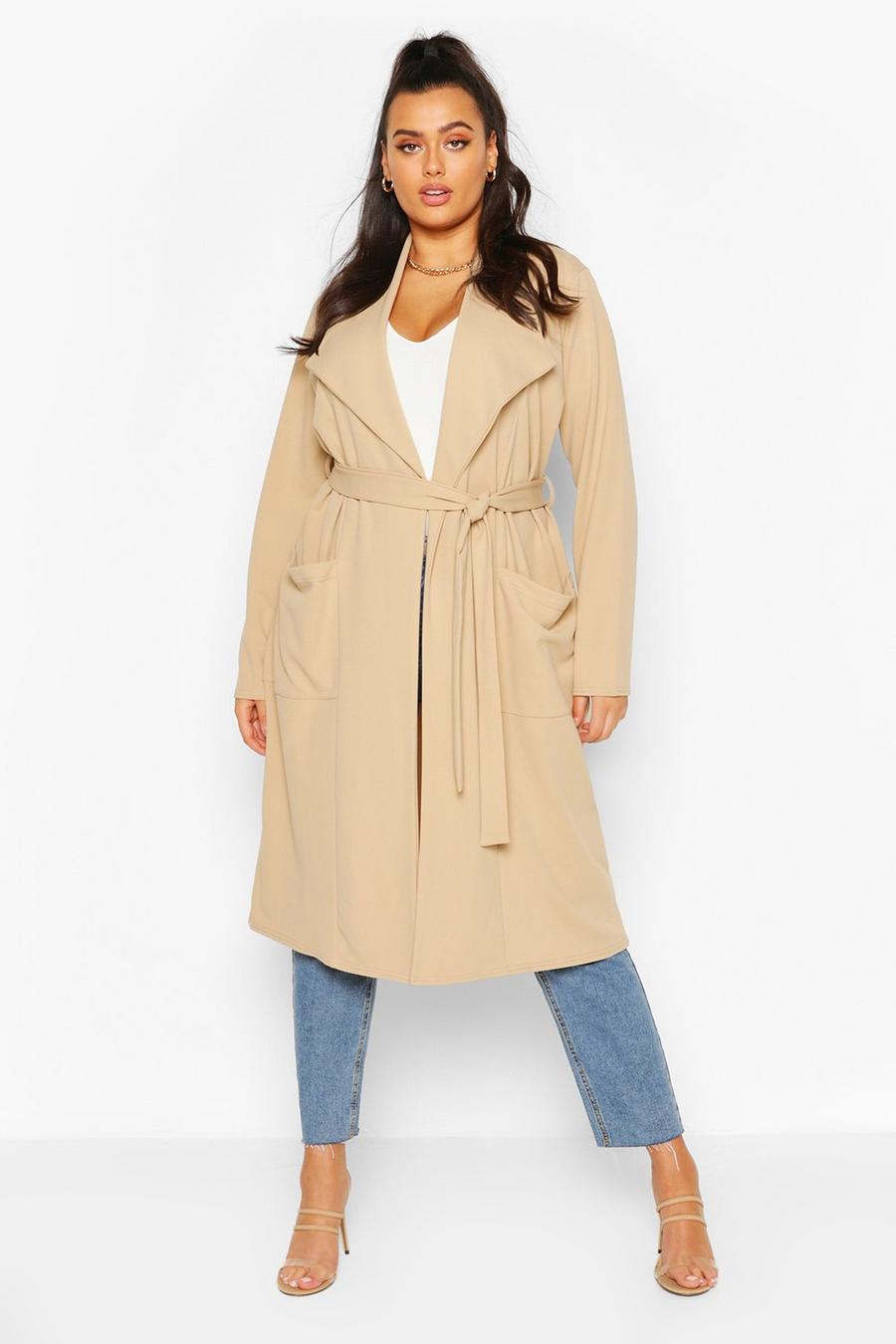 Plus Belted Waterfall Duster Coat image number 1