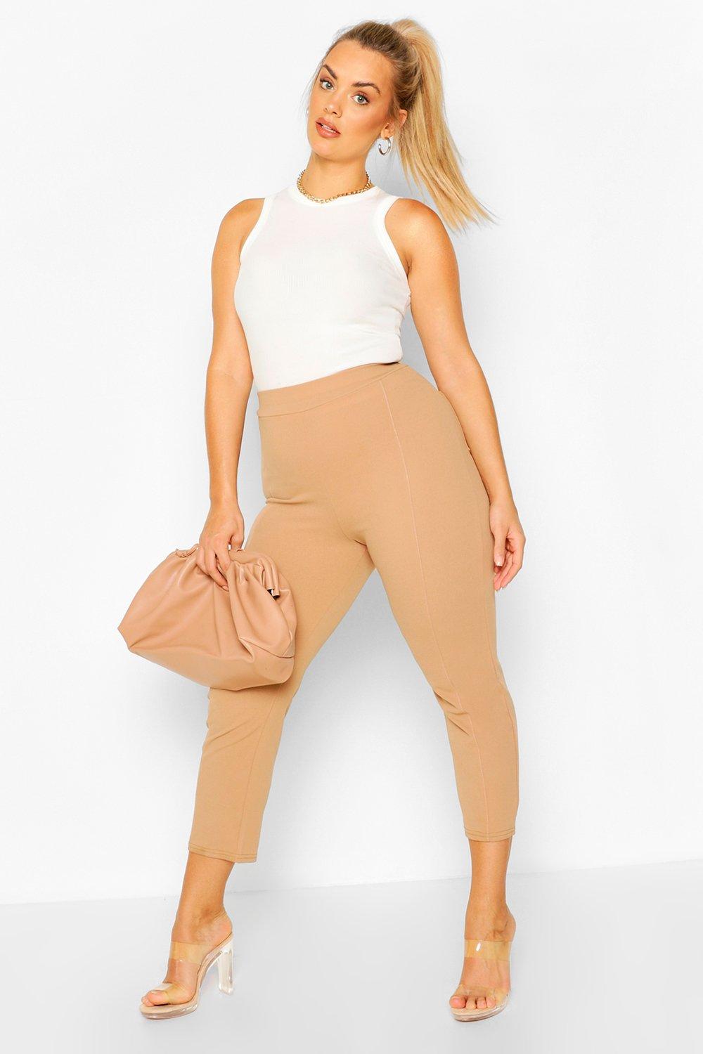 Plus Faux Leather Seam Detail Pants