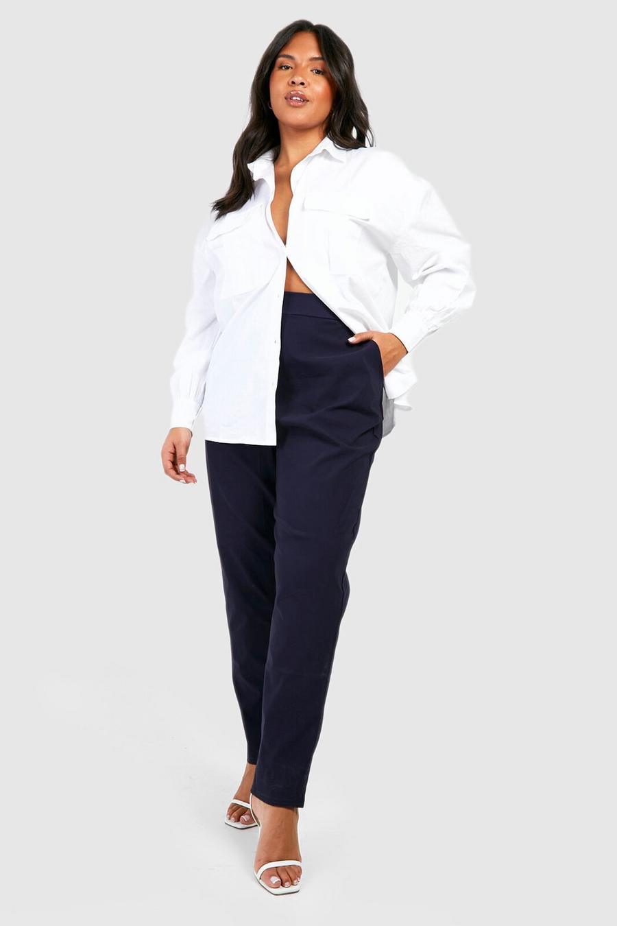 Navy Plus Super Stretch Fitted Trousers image number 1