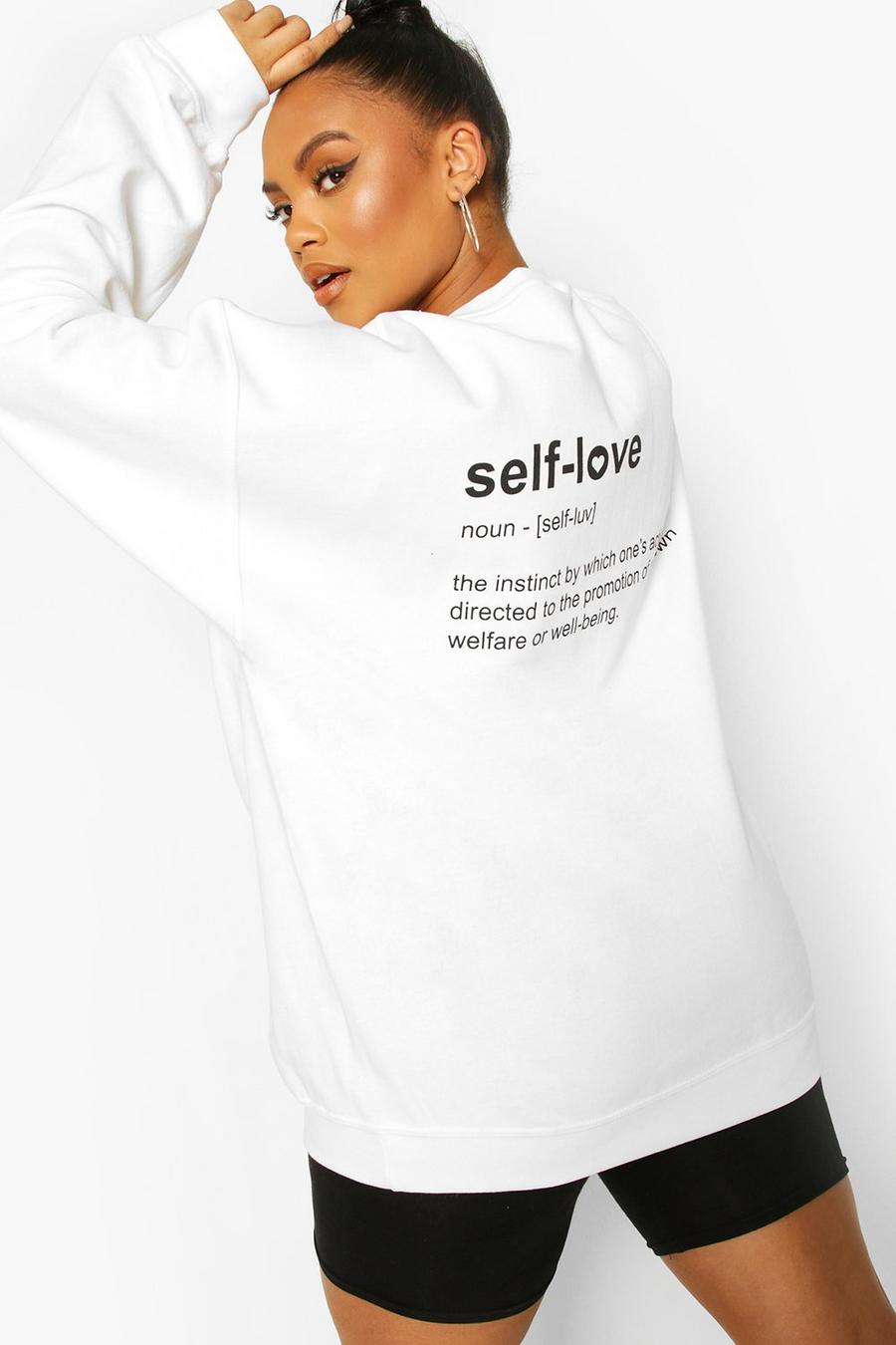 Sudadera con estampado “Self Love” en la espalda Plus, Blanco image number 1