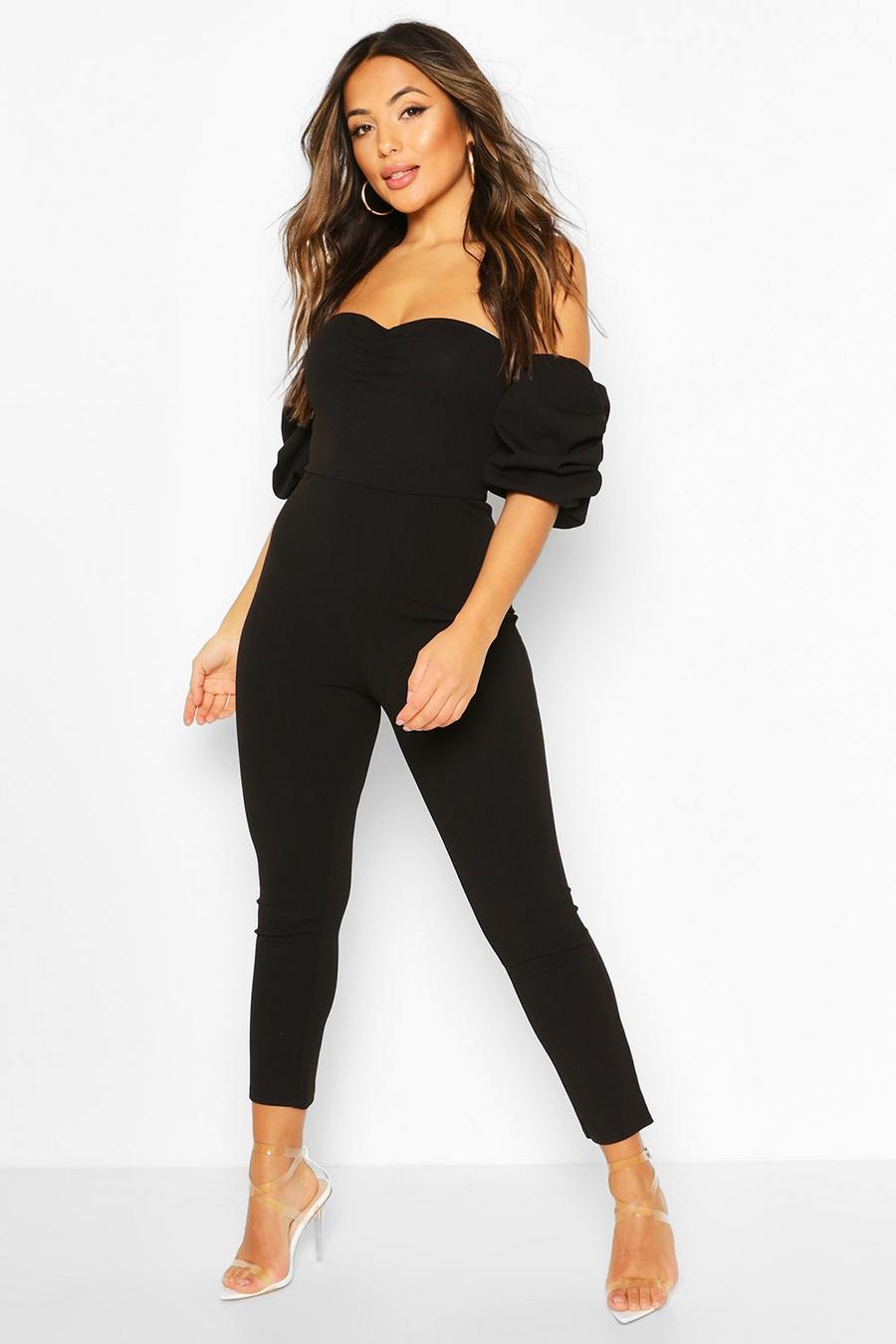 Petite Ruched Puff Sleeve Jumpsuit image number 1