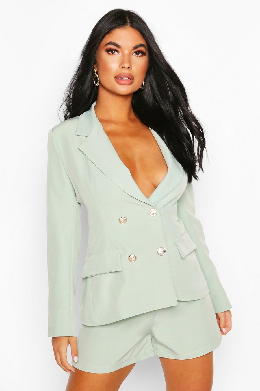 Sage Petite Double Breasted Blazer image number 1