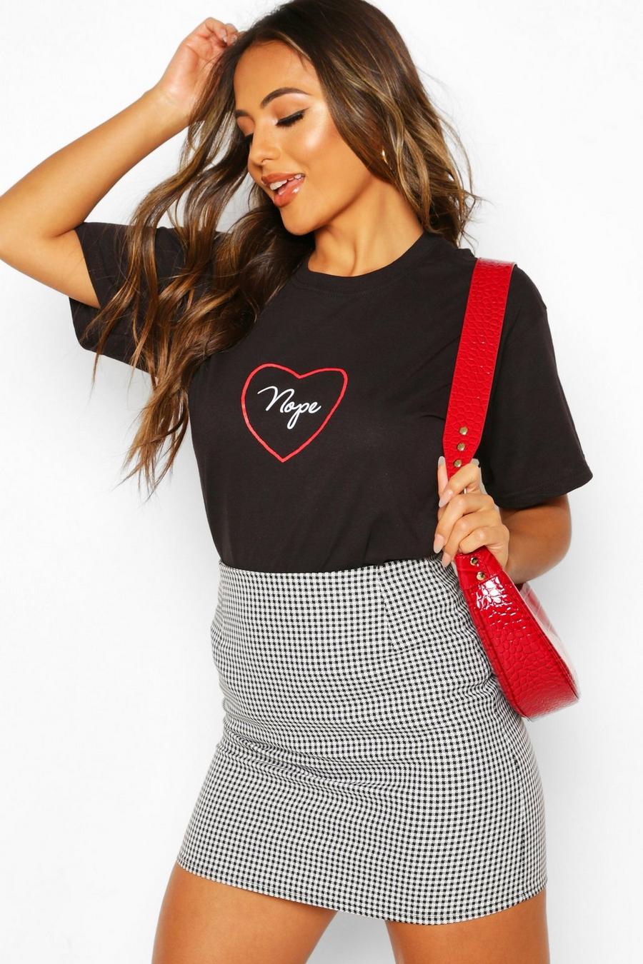 Petite Valentine 'Nope' Heart Slogan T-Shirt image number 1