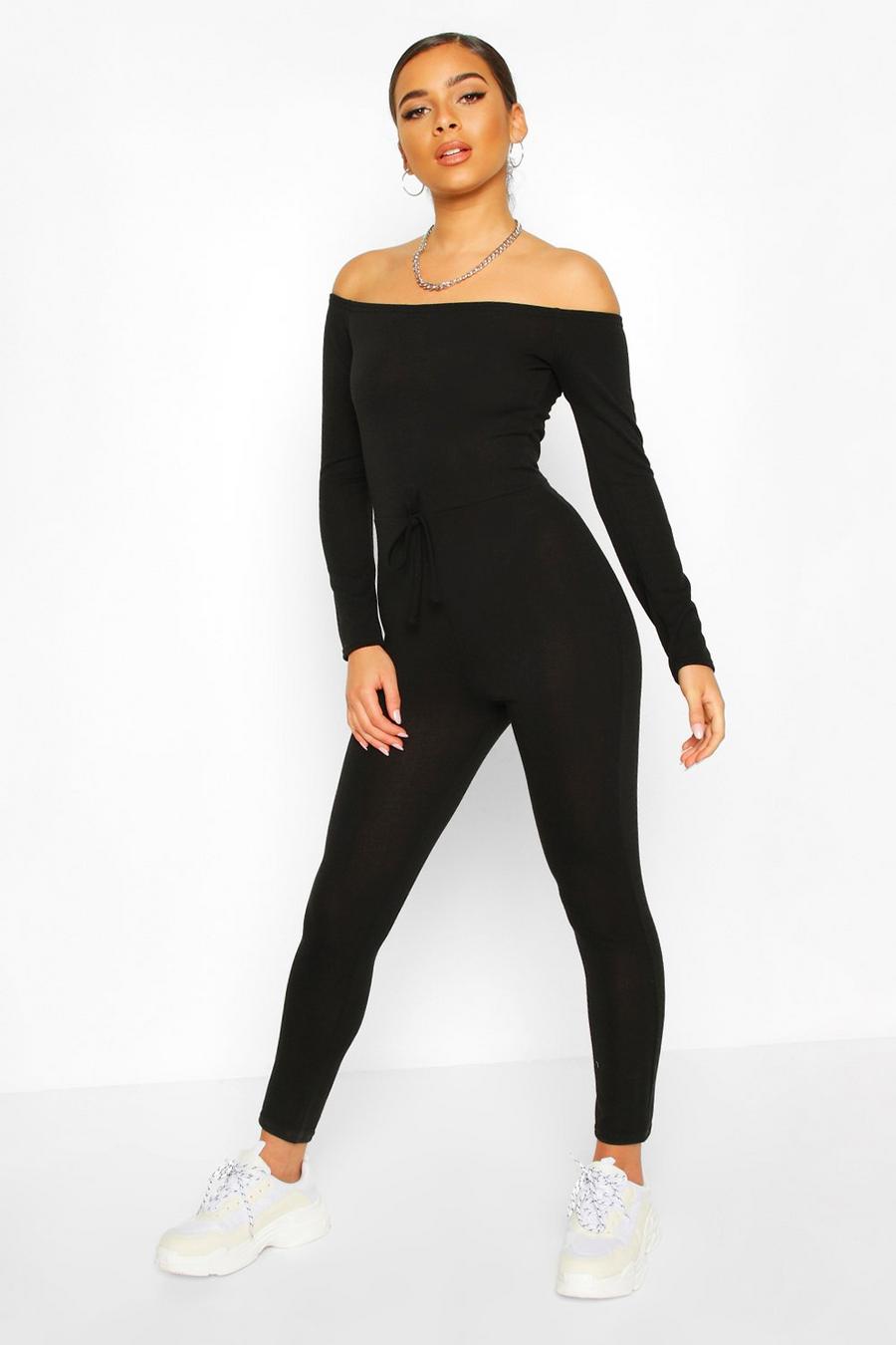 Black Petite - Casual jumpsuit i bardotmodell image number 1