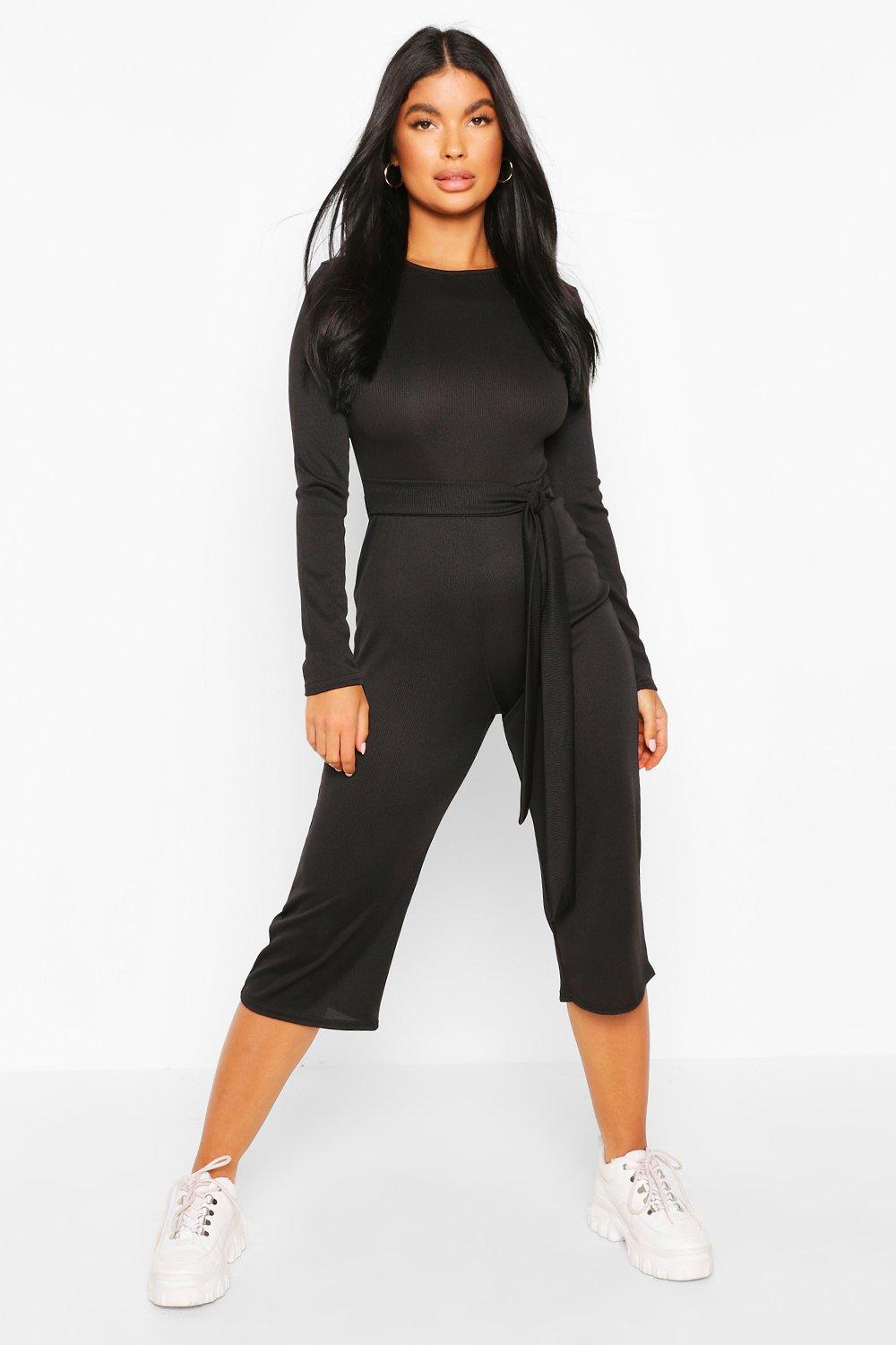 petite black culotte jumpsuit