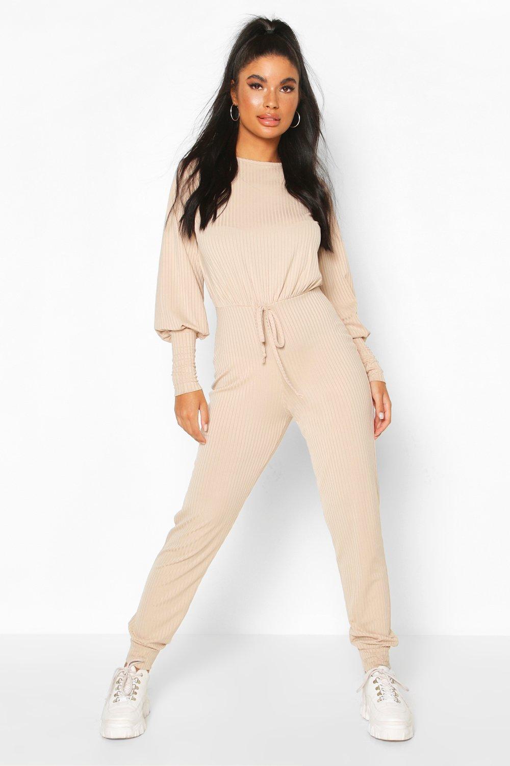 Petite store ribbed jumpsuit