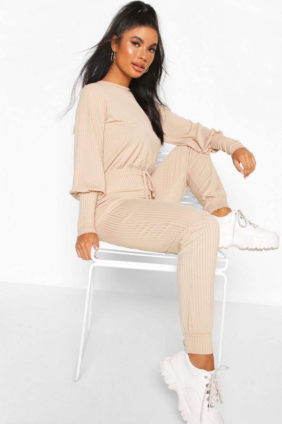 Stone Petite Ribbed Track Pant Jumpsuit image number 1