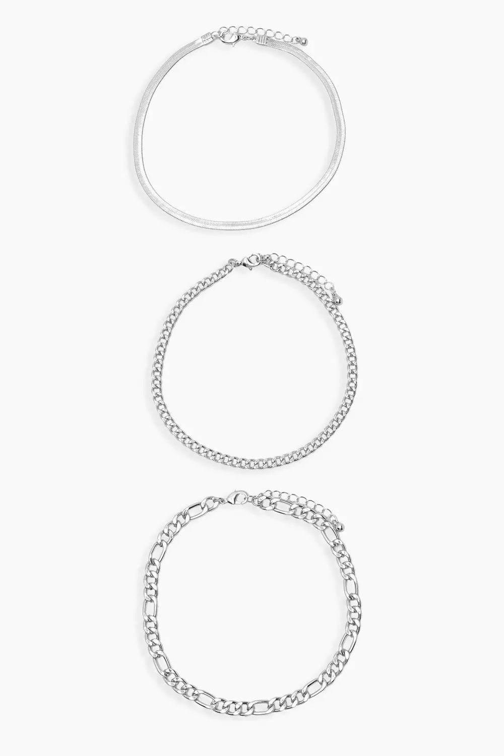 Silver Plus 3 Pack Chain Anklet alternative image