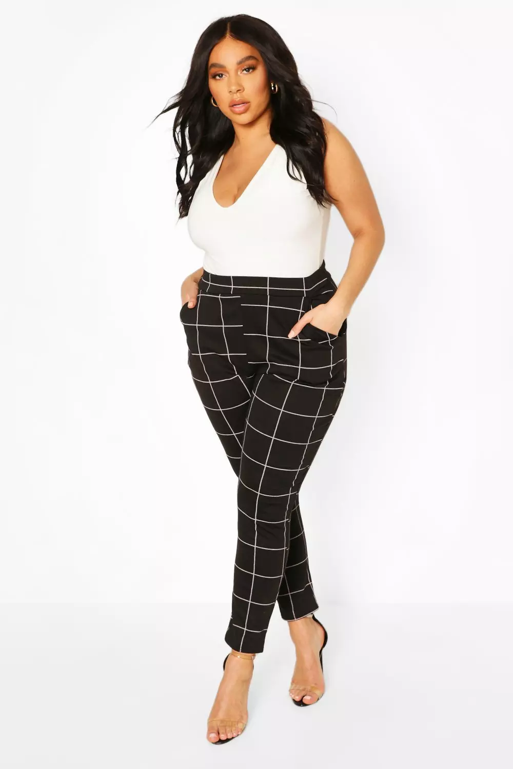 Black and white grid hot sale pants