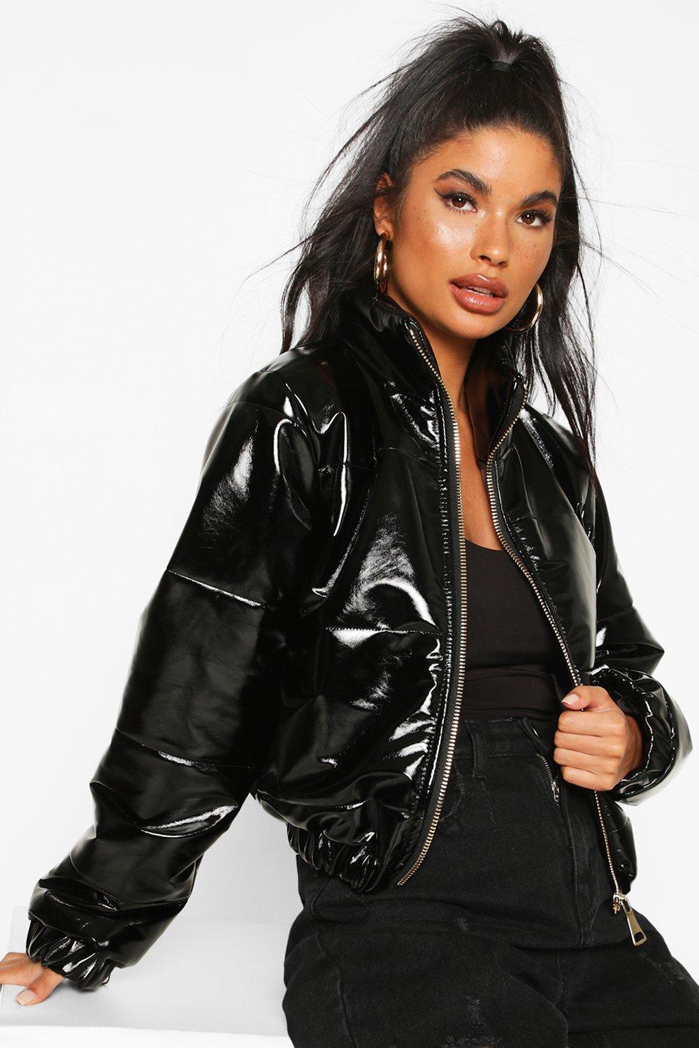 mens vinyl puffer jacket