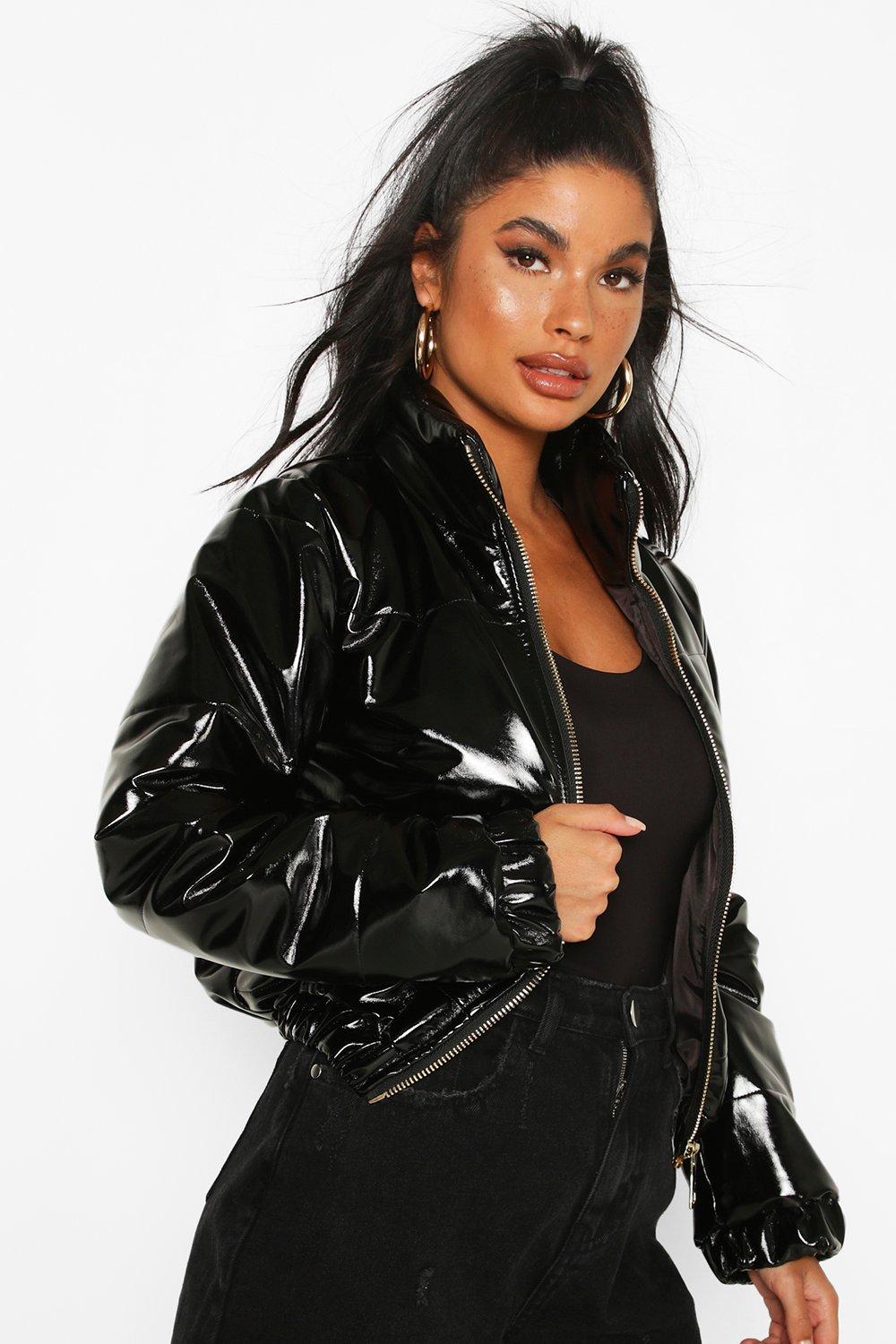 Vinyl puffer jacket discount