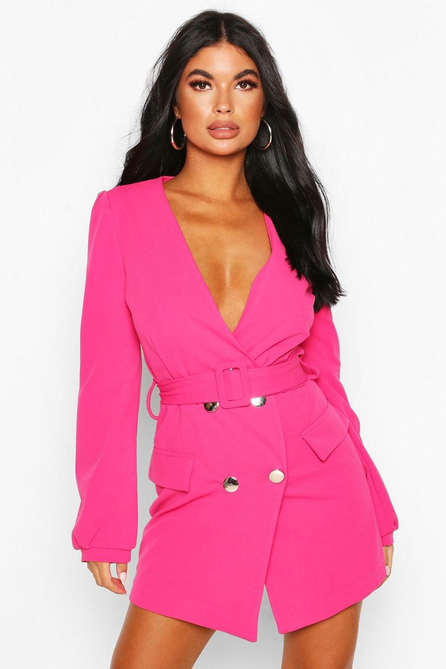 Petite Double Breasted Collarless Blazer Dress image number 1