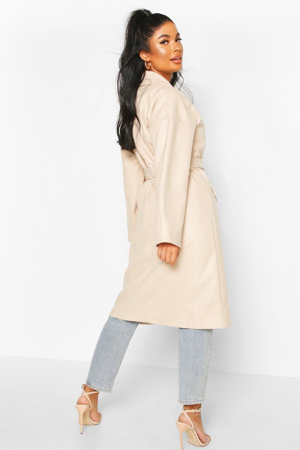 petite wrap wool coat