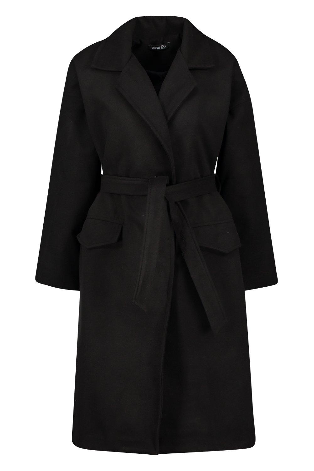 petite black wrap coat