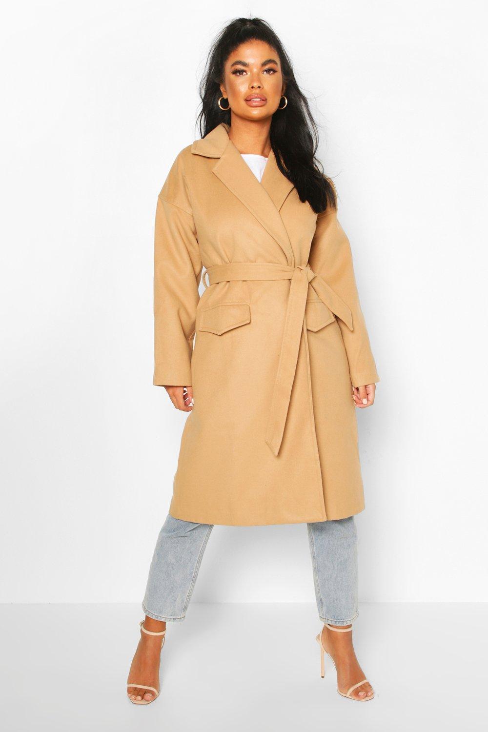 camel wrap coat petite