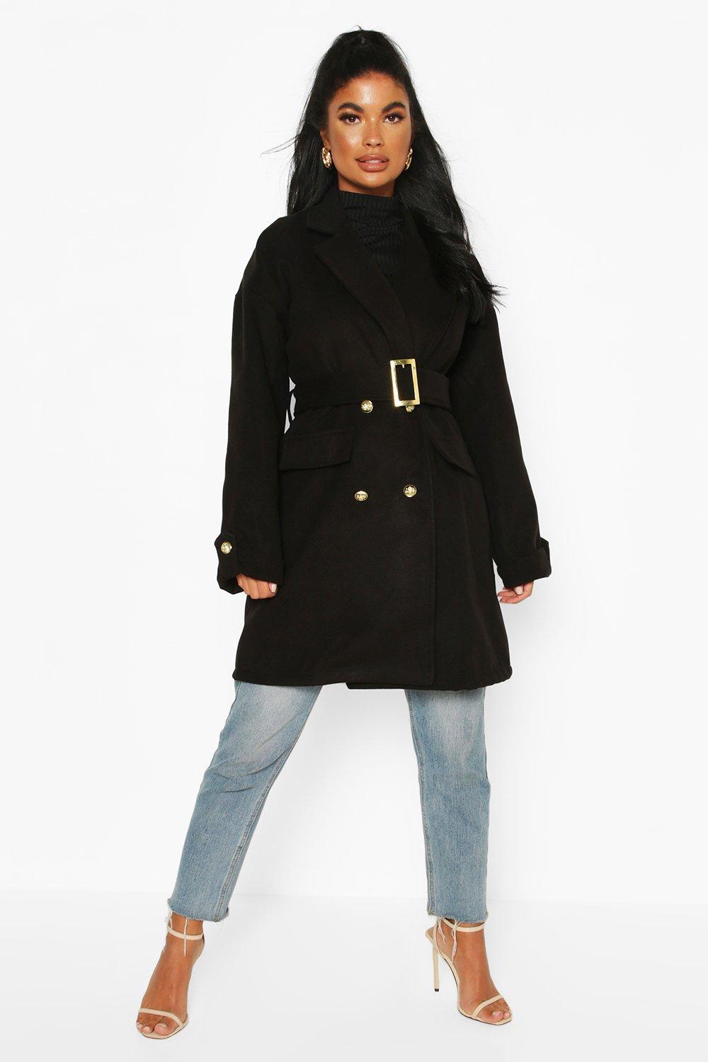 petite wool black coat