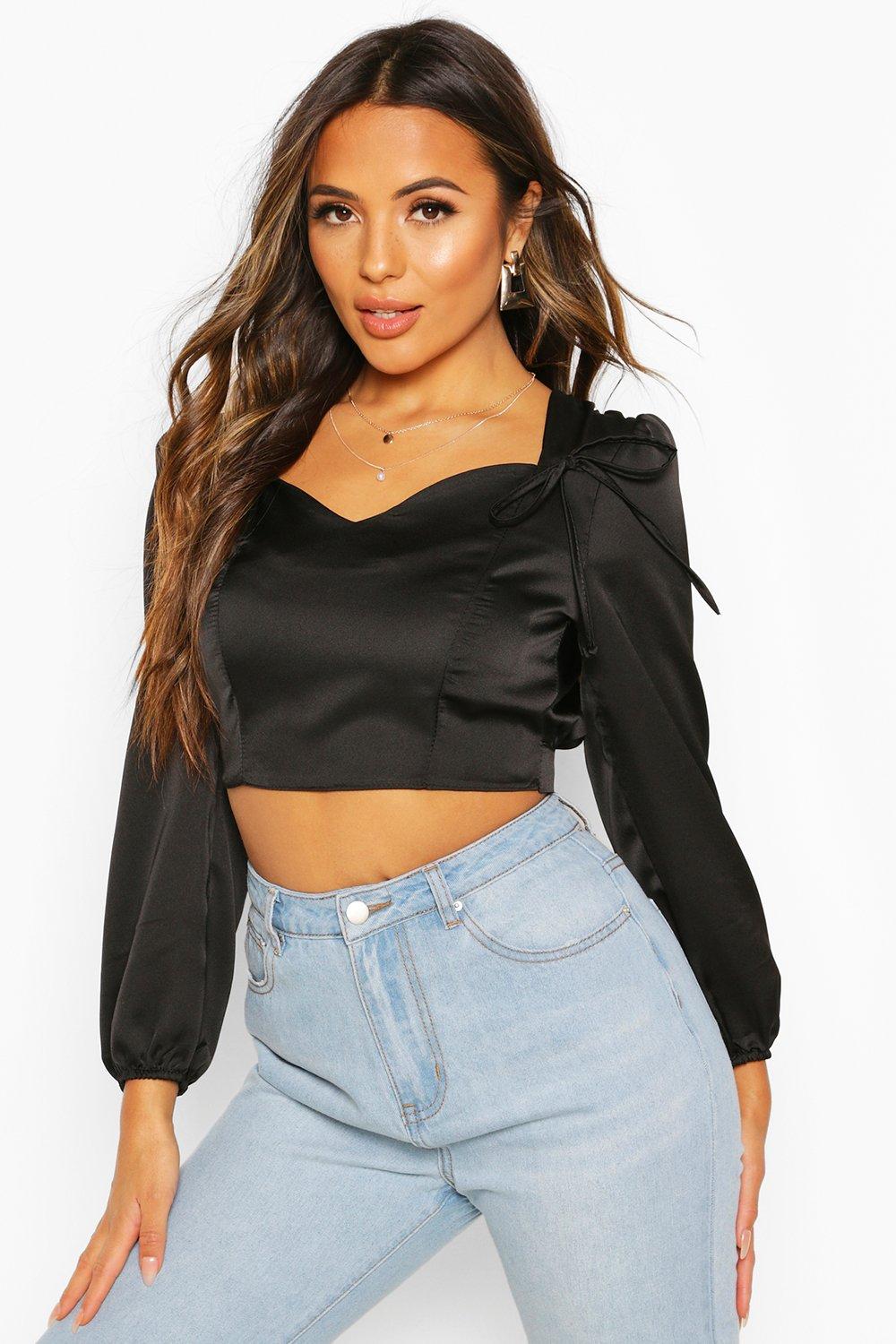 satin tops boohoo