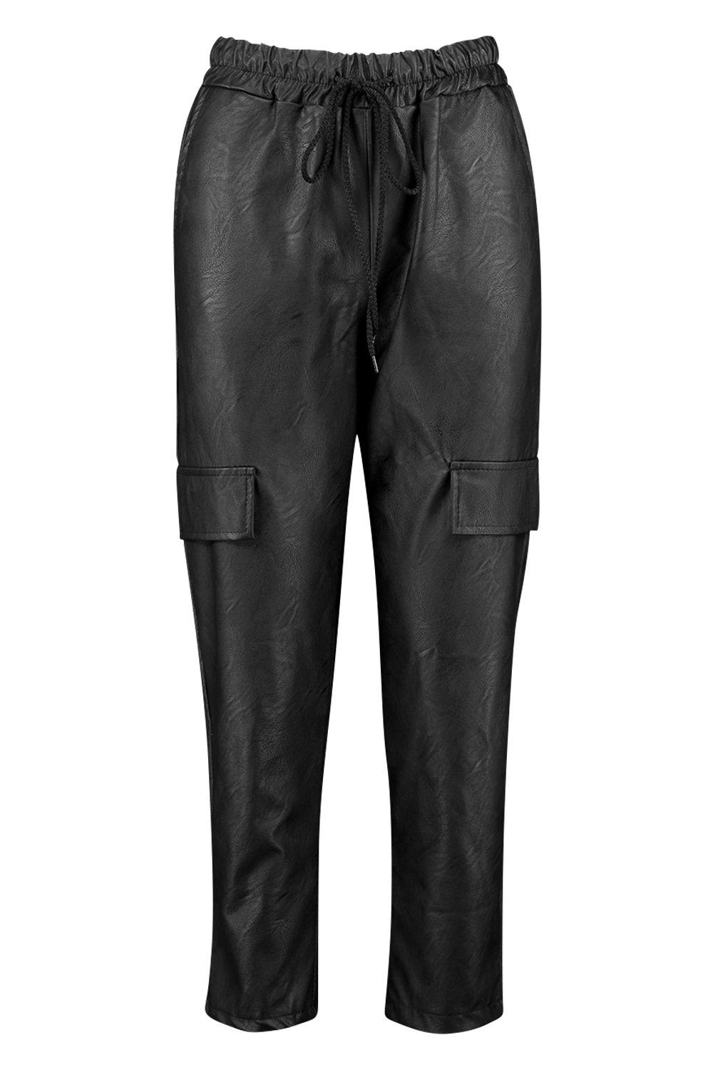 petite leather look joggers