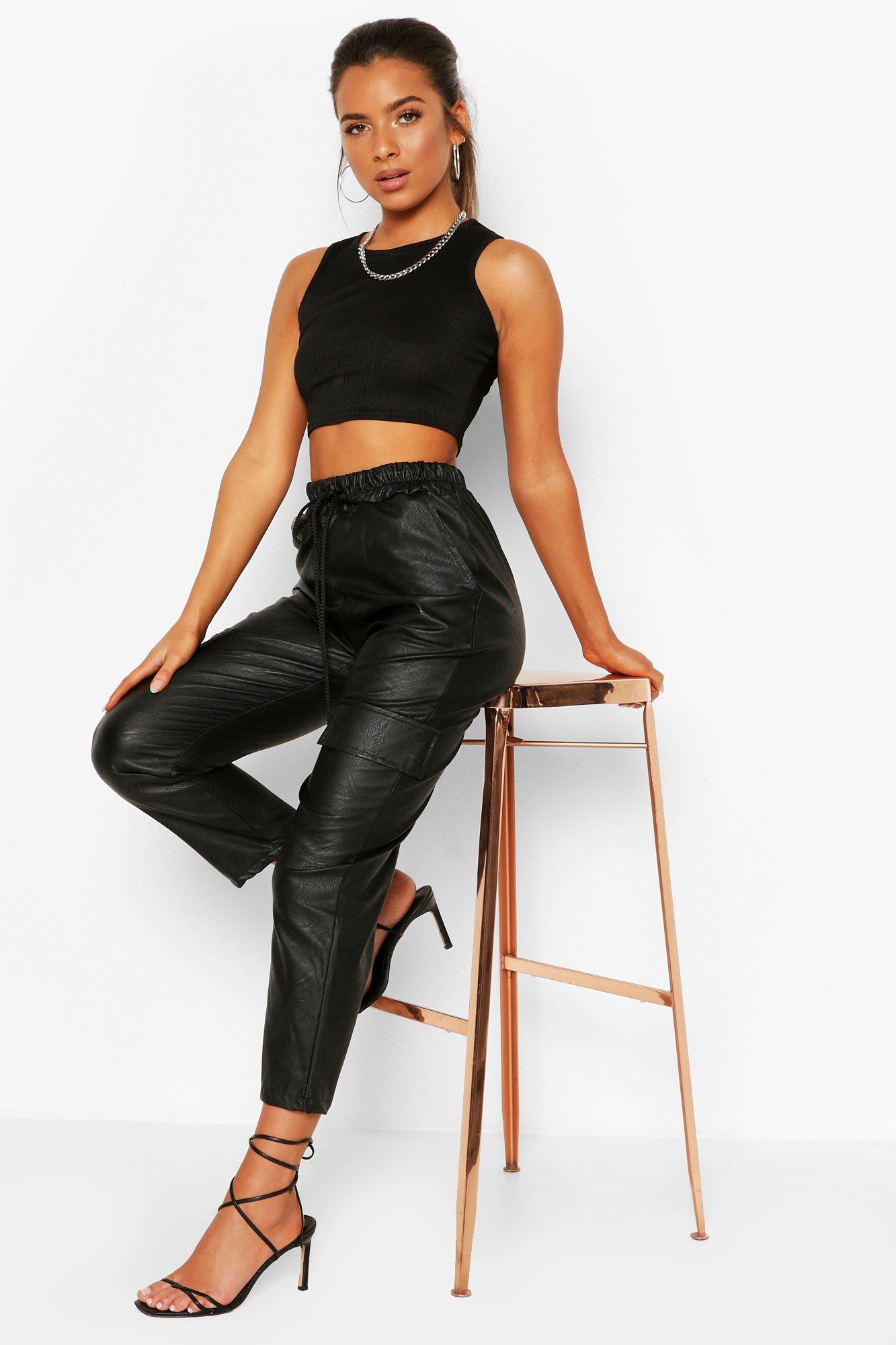 petite leather joggers