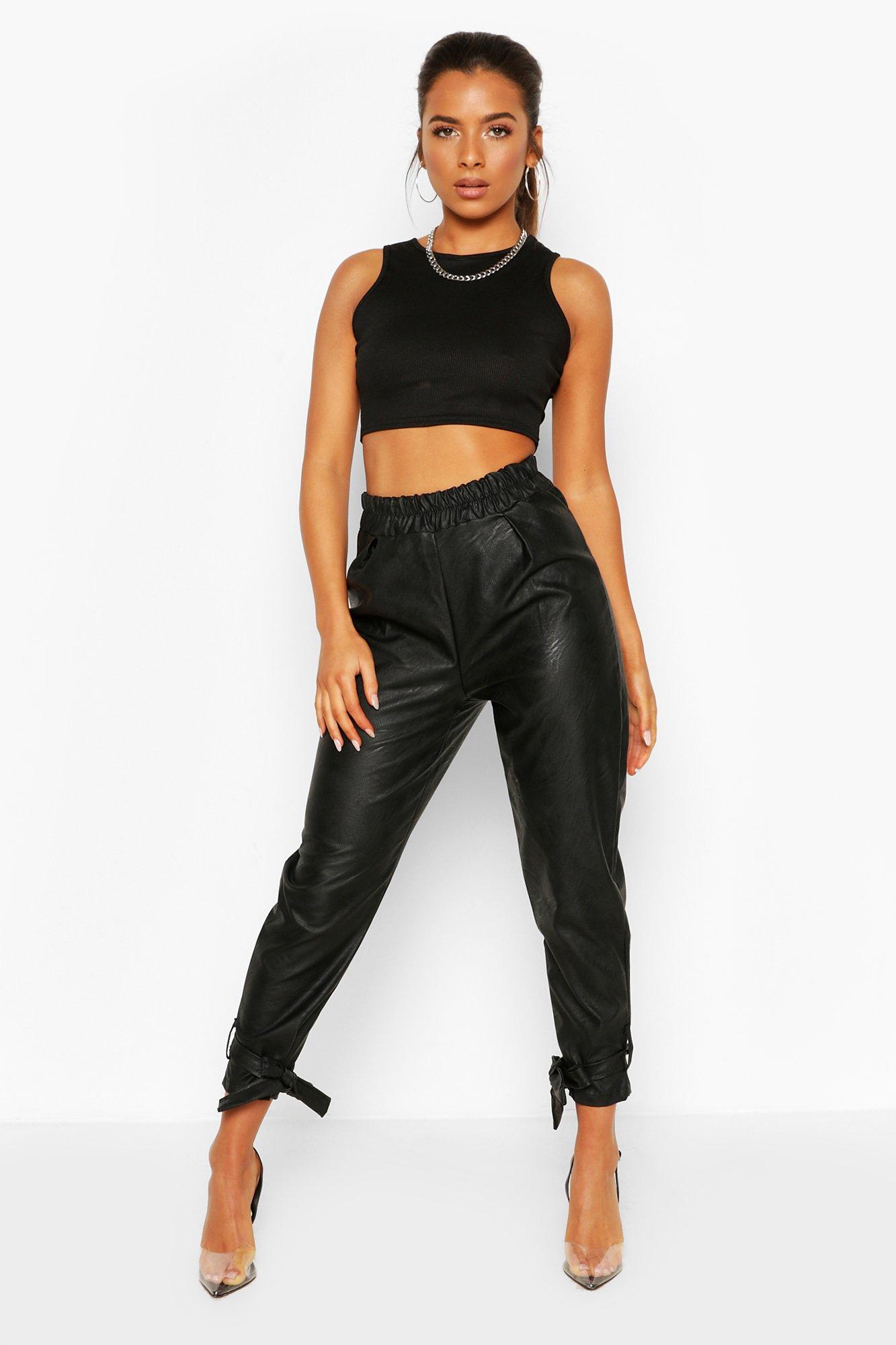 Petite leather 2025 look joggers