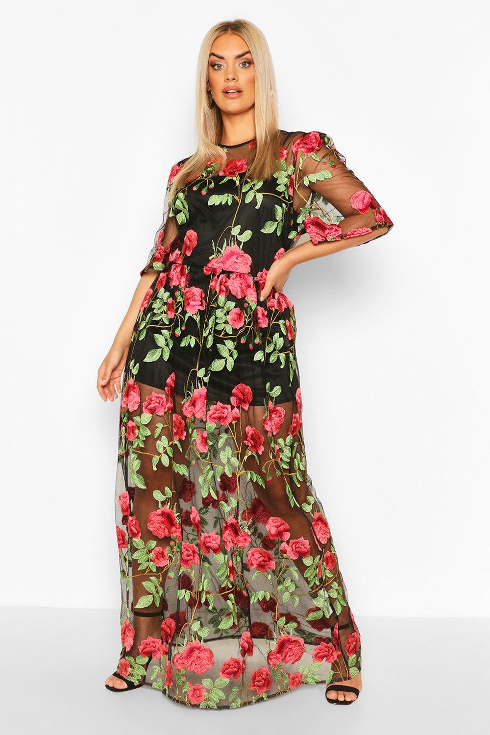 floral mesh gown