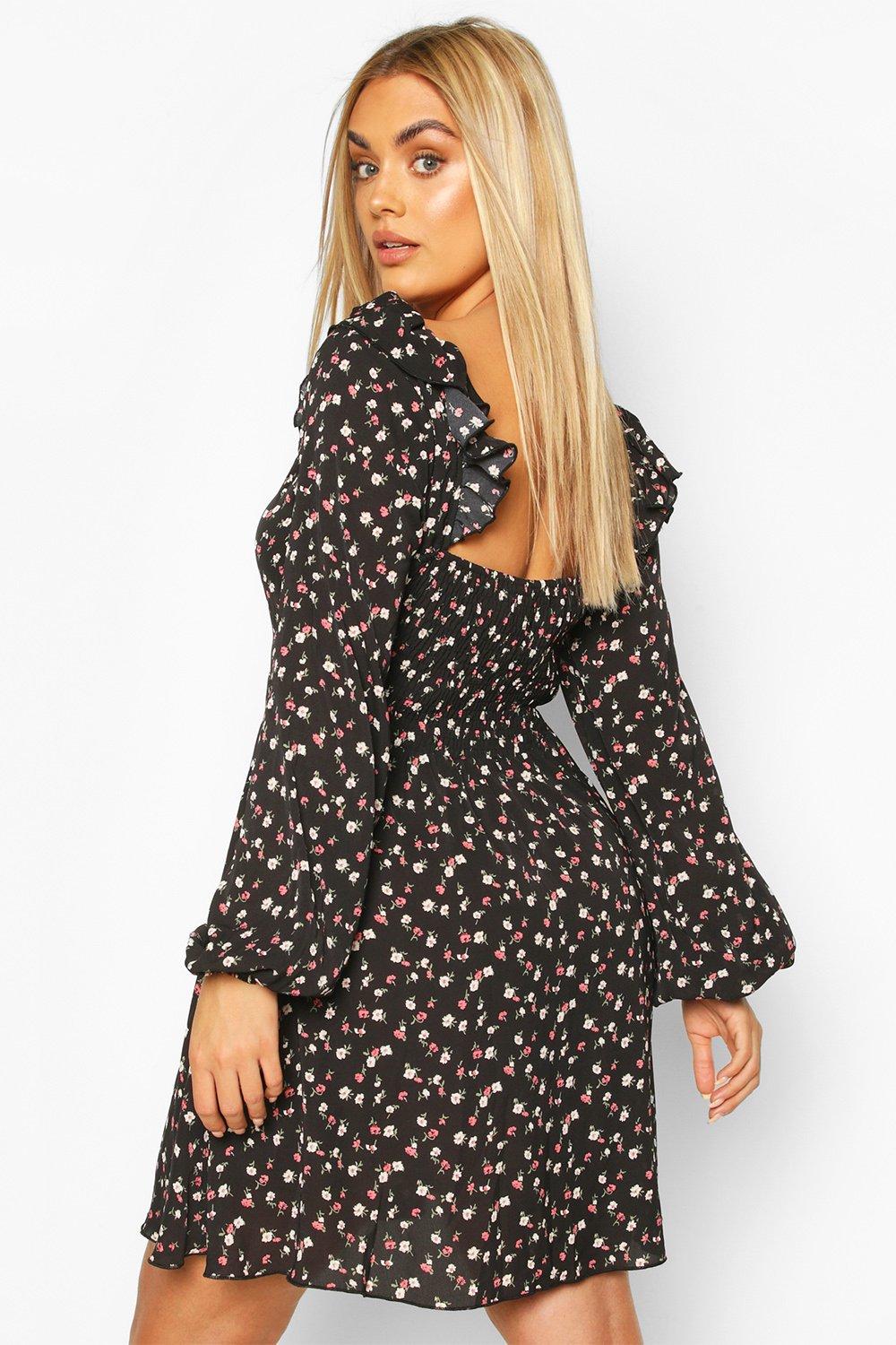 Women's Plus Floral Lace Up Skater Dress