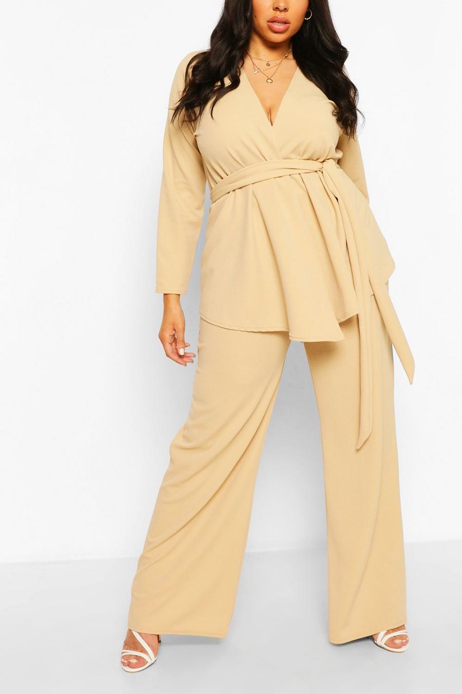 Plus Wrap Top & Tailored Pants Co-Ord image number 1