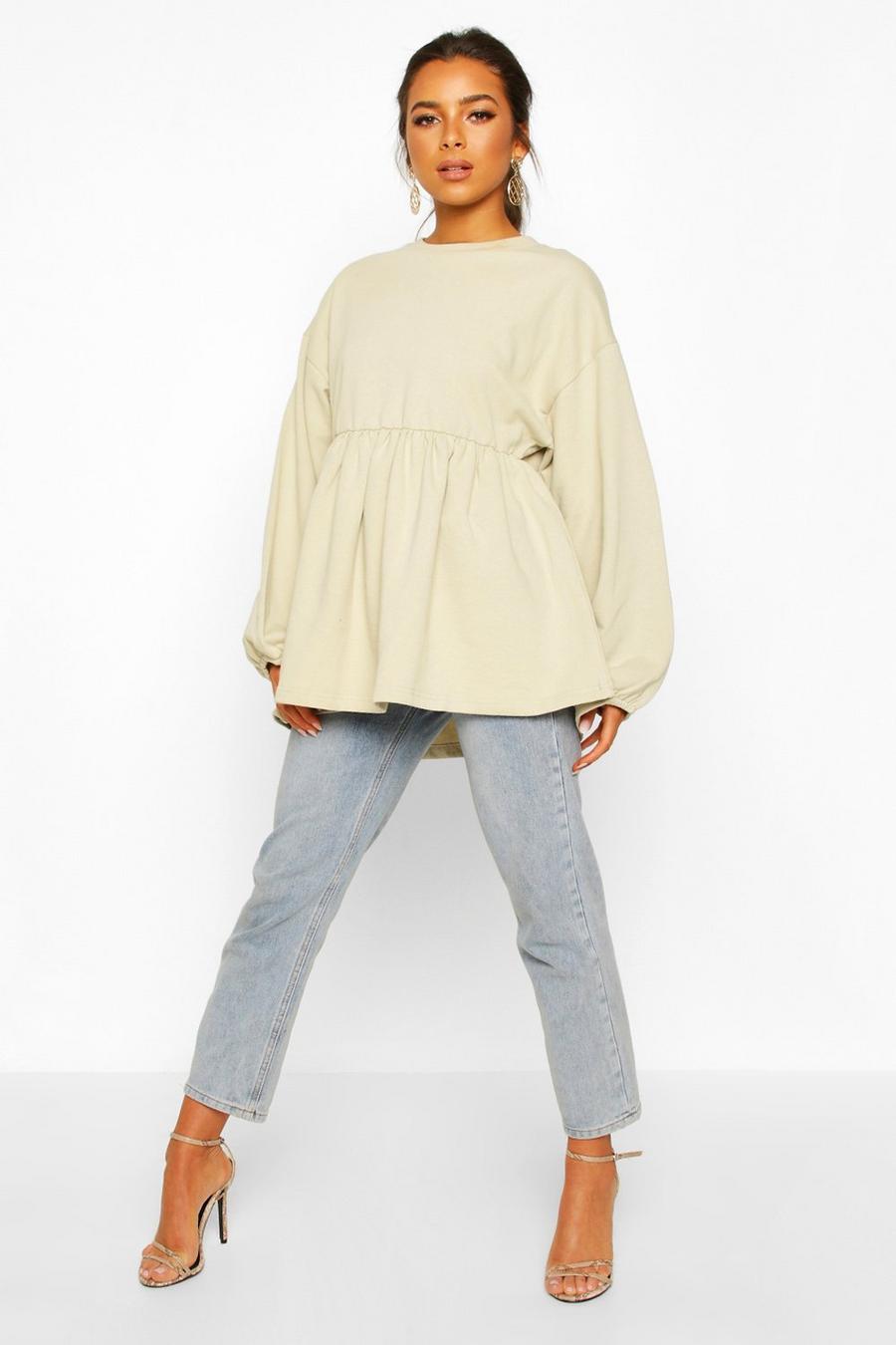 Stone Petite - Sweatshirtklänning med smock och puffärm image number 1